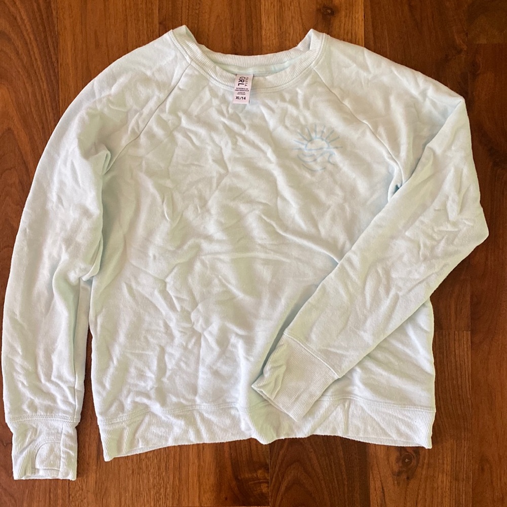 Athleta Girl Blue Modal Blend Sun & Wave Cozy Sweatshirt, size XL 14